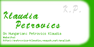 klaudia petrovics business card
